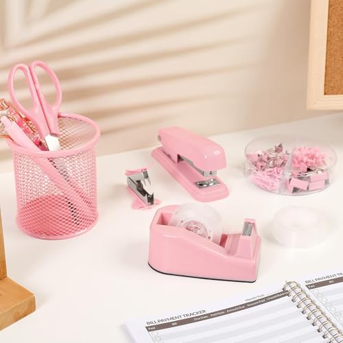 Classic SKYDUE Pink Office Desk Accessories, Pink Office Supplies, Kit