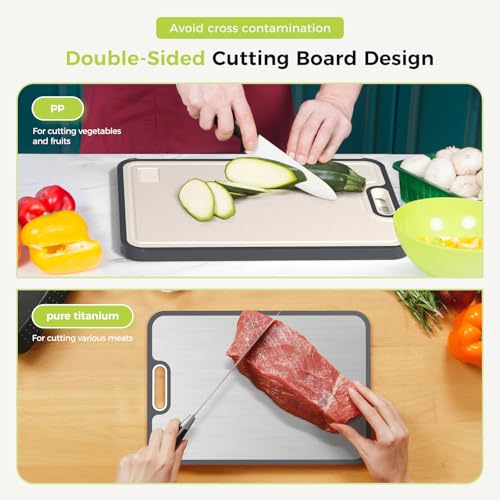 Smart Home Titanium Cutting Board for Kitchen, Cutting Board Double Essentials