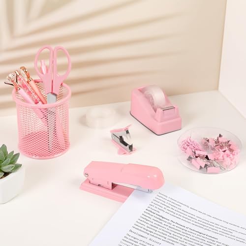 Classic SKYDUE Pink Office Desk Accessories, Pink Office Supplies, Kit